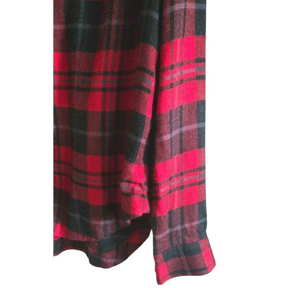 Soft Surroundings Shirt Womens M Triana Red Plaid Button Front Flannel  Ruffle - Picture 5 of 8